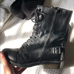 Black lace up/zip up Combat Boots